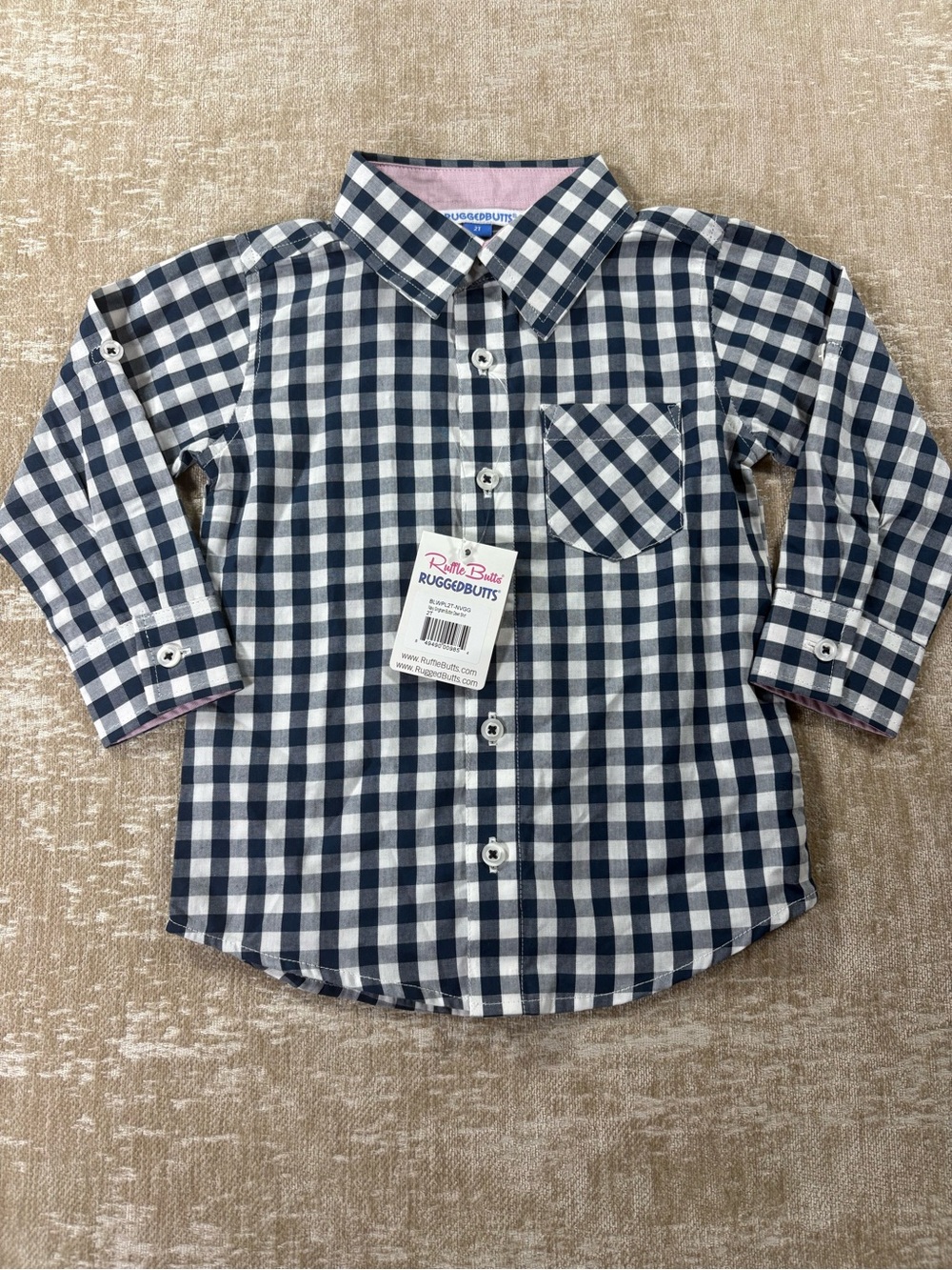RuggedButts Boys' Navy & White Check Button-Down Shirt
